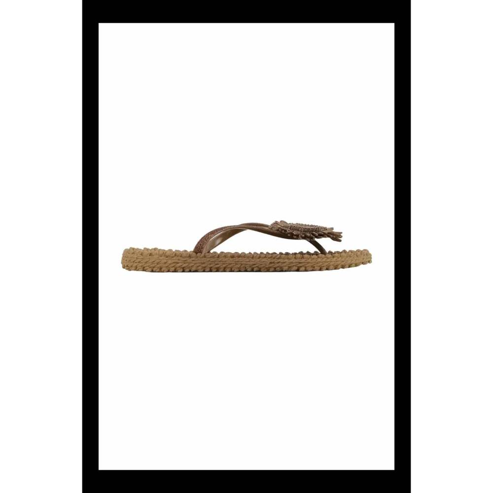 NEW ILSE JACOBSEN women's cheerful flower flip flops in mocha